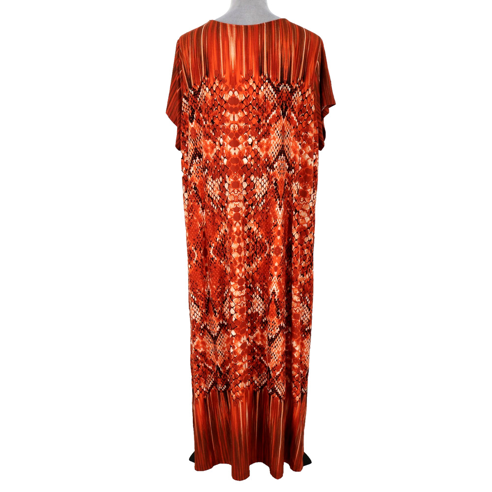Bob Mackie Dress Petite Plus Size 3XP Black Orange Stretch Knit Wearable Art New - Picture 2 of 14